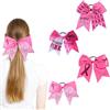 WANDIC 4 fiocchi per il cancro al seno, nastro rosa per il cancro di ottobre, per coda di cavallo, elastici per capelli, grandi fiocchi rosa da donna