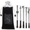 LEEMASING Set di 5 pennelli per trucco Harry Potter, manico in metallo, set regalo per ragazze e donne
