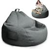 MeYuxg Pouf XL, Bean Bag per adulti, Solo Rivestimento (Senza Imbottitura),100 x 120 cm, per Pouf Sacco Adultes con chiusura lampo, per esterni Living Room Decor (Grigio Scuro)