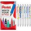 Pentel Energel BLN75 - Penna a sfera retrattile con inchiostro gel, 0,5 mm, 54% riciclata, inchiostro nero, confezione da 6, mista