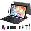 PIXPEAK Android Tablet 10 Pollici Con 5G WiFi 6 Octa-Core 2.0GHz, 36GB RAM, 128GB ROM (TF 1TB), 8000mAh, Widevine L1, Fotocamera 5+8MP - Tastiera, Mouse, Custodia, Auricolari Inclusi - Grigio