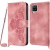 Netany Cover per Samsung Galaxy A12 5G/M12 con Cordino, Flip Portafoglio Custodia in Pelle, [2 Porta Carte][Chiusura Magnetica],Custodia Libro Antiurto Cover con Laccio per Samsung A12 5G/M12 (Rosa)