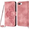Netany Cover per iPhone 8 Plus/7 Plus con Cordino, Flip Portafoglio Custodia in Pelle, [2 Porta Carte][Chiusura Magnetica],Custodia Libro Cover con Laccio per iPhone 7 Plus (Rosa)
