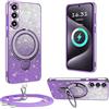 XCYYOO Cover Brillantini con Cordino per Samsung Galaxy A55 5G,[DIY Supporto] Custodia Trasparente Antiurto Silicone TPU con Laccio Tracolla Supporto Case,Cover con Collana per A55 5G Samsung,Viola