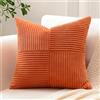 Sungeek 1 Pezzi Federe Cuscini 40x40 in Morbido Velluto a Coste, Fodere per Cuscini Decorativi con Motivo a Strisce e Patchwork Croce Copricuscini Cuscino per Divano Letto Soggiorno, Ruggine