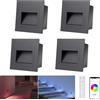 Arotelicht 4 LED illuminazione per scale 230 V RGB+WW+CW Bluetooth con telecomando, controllo APP luce per scale 1,5 W 68 mm incasso lampada da passeggio lampada IP44 per interni esterni