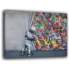 Printerland Quadri Moderni Soggiorno Bambino apre sipario Banksy stile Quadro moderno da Parete XXL grande Stampa su tela Canvas Decorazione Murale muro Arredo Camera da letto Cucina (30x40 cm, 1)