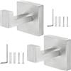 TIANLIN 2 Pezzi Ganci Accappatoio Bagno in Acciaio Inossidabile, Porta Accappatoio da Doccia Quadrato Argento, Appendini Bagno per Cucina e Camera