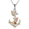 YAFEINI Collana con Ancora Collana con Ciondolo in Corallo e Stelle Marine Catena con Ancora in Argento Sterling 925 Gioielli Vintage Regali per Donne Ragazze Madre Figlia (Corallo e stella marina)