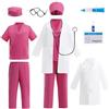 Lito Angels Children's Apparel Lito Angels Costume da Dottore per Bambine, Set Medico Rosa con Camice Cappello Mascherina, Per Scuola Giochi di Ruolo, Rosa10-11 Anni