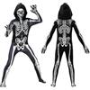 Azhong toys Costume da Scheletro per Bambini, Tuta con Stampa Scheletro e Cappuccio, Costume Skelito per Halloween,Costume halloween Bambino Feste e Cosplay, per Ragazzo Ragazza (130)