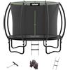 LeJump Trampolino Elastico 366 cm, Trampolino da Giardino per Bambini Con Rete di Sicurezza Alta e Scala, Trampolini Certificati GS, Capacità Massima 150 kg (Nero)