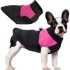 Mayoii Cappotto per cani con foro per pettorina, impermeabile per l'inverno, caldo e impermeabile, con foro per pettorina, per la maggior parte dei cani (XXL, nero + rosa rosso)