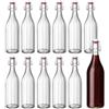 PALUPLUS 12 Bottiglie in Vetro Costolata da 1 Litro, Misura 10x30 cm, Bottiglia Vintage con Tappo a Ermetico a chiusura meccanica e guarnizione, per acqua, olio, vino e liquore -8689F -9,4