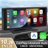 hippcron Lettore video multimediale per autoradio da 10,26 pollici Schermo universale wireless Carplay Android Auto con Bluetooth AUX USB