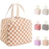 HouYa-Tec 10L Borsa Termica Porta Pranzo, Riutilizzabile Borsa Frigo Piccola Portatile, Pranzo Tote Bag, per Uomini Donne Bambini, per Ufficio Scuola Viaggi Campeggio All'aperto Picnic (plaid color caffè)