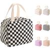 HouYa-Tec 10L Borsa Termica Porta Pranzo, Riutilizzabile Borsa Frigo Piccola Portatile, Pranzo Tote Bag, per Uomini Donne Bambini, per Ufficio Scuola Viaggi Campeggio All'aperto Picnic (plaid bianco e nero)