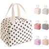 HouYa-Tec 10L Borsa Termica Porta Pranzo, Riutilizzabile Borsa Frigo Piccola Portatile, Pranzo Tote Bag, per Uomini Donne Bambini, per Ufficio Scuola Viaggi Campeggio All'aperto Picnic (Fiori bianco sporco)