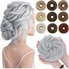 SEGO Chignon Capelli Extensions Elastico Sintetica Ondulato Veri Coda di Cavallo Extension Parrucchino 55 G Grigio siberiano