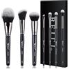 BEILI Set di pennelli da trucco per fondotinta, correttori, fard, ombretto, eyeliner, cipria, evidenziatore, sfumatura con setole sintetiche di alta qualità per cosmetici per occhi e viso (nero, 7pc)