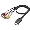 AUTOUTLET Adattatore AV a HDMI Supporto Conversione 16:9/4:3,PAL/NTSC,Convertitore AV a HDMI 1080P con Cavo Femmina da 20 cm per Wii,PS1,PS2,N64,Xbox,DVD/VHS/VCR