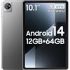 Blackview Tablet 10 pollici Android 14, 12GB+64 GB, supporto TF fino a 2 TB, Gemini AI, Widevine L1, WiFi 6, Tablet PC con display HD+,Processore a quad-core,Fonte audio 3.5 mm/GMS