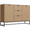 Inter Link - Cassettiera - Credenza - 2 ante - 3 cassetti - Pino massiccio - Rovere colori - Moderno - VIVO 2T3S