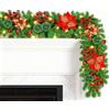 SHJOEE Ghirlanda Natalizia Rossa con Luci LED, 2,7M Ghirlanda Illuminata, Ghirlanda Natalizia con fiori e palline, palline di Natale, finestre, camino, scale, cortili, interni ed esterni
