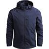 Vhersily Giacca Softshell da Uomo da Esterno Antivento Sportivo Leggero a Vento Giubbotto da Trekking Montagna Impermeabile con Cappuccio Staccabile per Ciclismo Calcio Running Moto, Palestra, Pesca