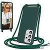 Jrkvniv Cover per Samsung Galaxy A52 4G / 5G / A52S 5G con Cordino, Morbido TPU Silicone Case con Laccio Tracolla, Regolabile e Rimovibile, Antiurto AntiGraffio Case per Samsung Galaxy A52, Verde