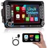 kttcorlp Linux Autoradio per Golf 5 6 Passat Jetta Caddy Polo cc Tiguan EOS Touran T5 Scirocco Wireless Carplay & Android Auto, con display IPS da 7 inch Bluetooth/FM/AM/USB/EQ/Touch