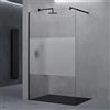 doporro Walk in Box Doccia 150x200 cm, Parete Doccia Fissa in Vetro Temperato 8 mm Anti Frantumi con Fascia Satinata, Barra Stabilizzatrice e Profilo Nero Opaco - Bremen01k