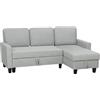 HOMCOM Divano Letto 3 Posti con Chaise Longue Convertibile, Divano Angolare con Vano Portaoggetti, Cuscini Sfoderabili in Tessuto Effetto Lino, per Soggiorno Salotto, 197x129x85 cm, Grigio Chiaro