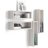 Mobili Fiver, Set di 4 Cubi da parete Iacopo, Bianco Frassino, Nobilitato, Mensolo a Cubo da Parete Cucina e soggiorno, Made in Italy