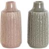 Home ESPRIT Vaso Grigio Rosa Porcellana 15 x 15 x 31 cm (2 Pezzi)