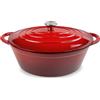 H&H Casseruola Ovale in Ghisa Smaltata 26x34 cm, 2 Manici, Rossa, per Tutti i Piani Cottura, Compatibile con Induzione