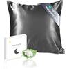 townssilk Federa seta cuscino,100% naturale seta di gelso 19momme,doppia faccia,benefica per capelli e pelle,ipoallergenica,cerniera nascosta,1 pz,40x40cm,Darkgrey