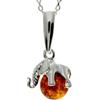 SilverAmber Jewellery Noda GL354 - Ciondolo in vera ambra baltica e argento Sterling, a forma di elefante, senza catenina, Pietra Argento sterling Resina, Ambra