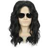 yuehong Parrucca da uomo lunga e riccia nera anni '70 anni '80 rock star costume capelli resistenti al calore fibre sintetiche soffice durevole traspirante parrucca