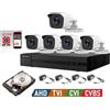 HIKVISION KIT VIDEOSORVEGLIANZA HIKVISION DVR 8 CANALI 5 TELECAMERE BULLET 5 MPX 3K 1TB