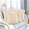 Nestl Set di 4 federe decorative in velluto morbido e resistente, per esterni, divano, letto e auto, 45,7 x 45,7 cm, beige crema