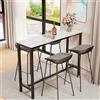 FATIVO Tavolo Bar Alto Cucina: Rettangolare Tavolino Alto e Stretto Tavolo da Bar per Casa Esterno in Marmo Pietra Sinterizzata consolle Stile 120x40cm Altezza 105cm - per colazione, sala da pranzo