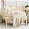 CREVENT Coperta rustica per divano e letto, decorazione per la casa, morbida, calda, accogliente, leggera per viaggi, regalo per Natale (127 x 152 cm, beige/avorio)