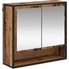 vidaXL Armadio a Specchio da Parete in Legno Vintage, Nero, 65 x 20 x 60 cm, con mensole Incluse, per Uso Interno, Facile da installare, Serve Solo Un cacciavite, Perfetto per riporre in Bagno, Stil