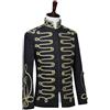 Uomo Slim Fit Militare Ussaro Suit Giacca Zip Tunica Giacca Batterista Completo
