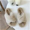 Donna Inverno Pantofole Slip On Pelliccia Finta Sandali Bassi Morbido Caldo Da