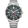 Citizen Orologio da uomo con cronografo Eco-Drive con cinturino in acciaio inox AT2561-81X, Verde, Bracciale