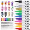 EBANKU 12PCS Penne Per Nail Art Punta, 3D Nail Art Pen | 0.7mm Smalto in Penna per Fai Da te Graffiti Pen Manicure Strumenti Bellezza Adorna Regalo Per Halloween Natale