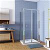 GENERIC 185cm Box Doccia a Tre Lati Porta a Soffietto 70cm con Doppia Parete Fissa 70x70cm in Vetro Temperato Trasparente 5 mm Profilo Cromo Lucido
