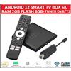 Diprogress / Auriga Decoder Digitale Terrestre DVB-T2 HEVC Android 12 4k Ultra HD Box Smart Tv WiFi